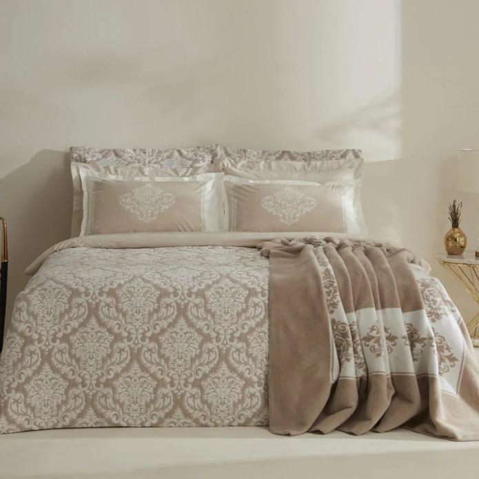 روتختی دو نفره کرمی ۸ پارچه karaca home مدل timeless