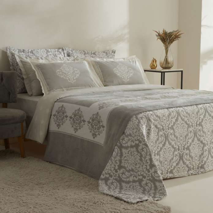 روتختی دو نفره خاکستری ۸ پارچه برند Karaca home مدل timeless