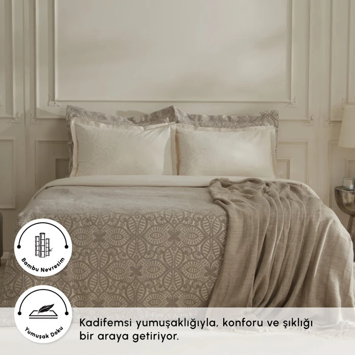 روتختی دو نفره نسکافه ای ۸ پارچه Karaca home مدل megan