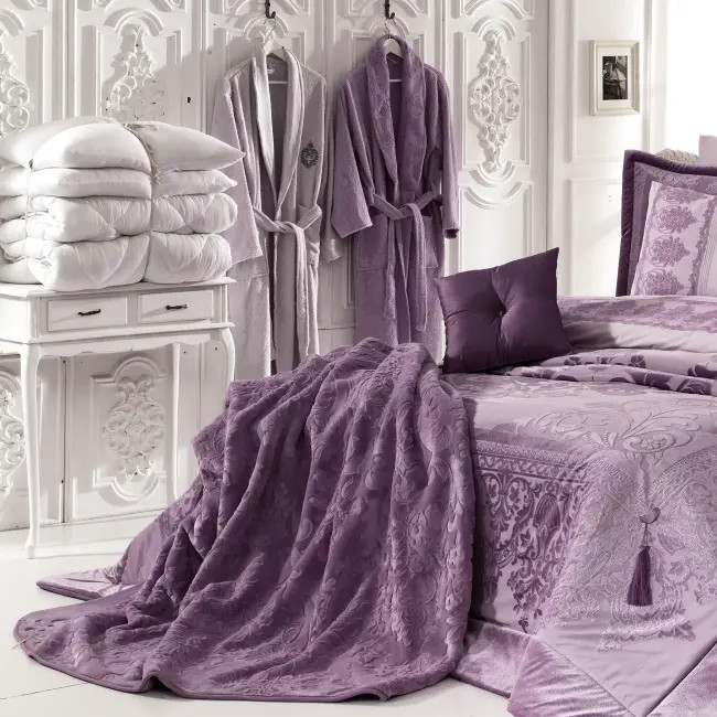 روتختی دو نفره بنفش ۲۰ پارچه برند zebra casa مدل lucy